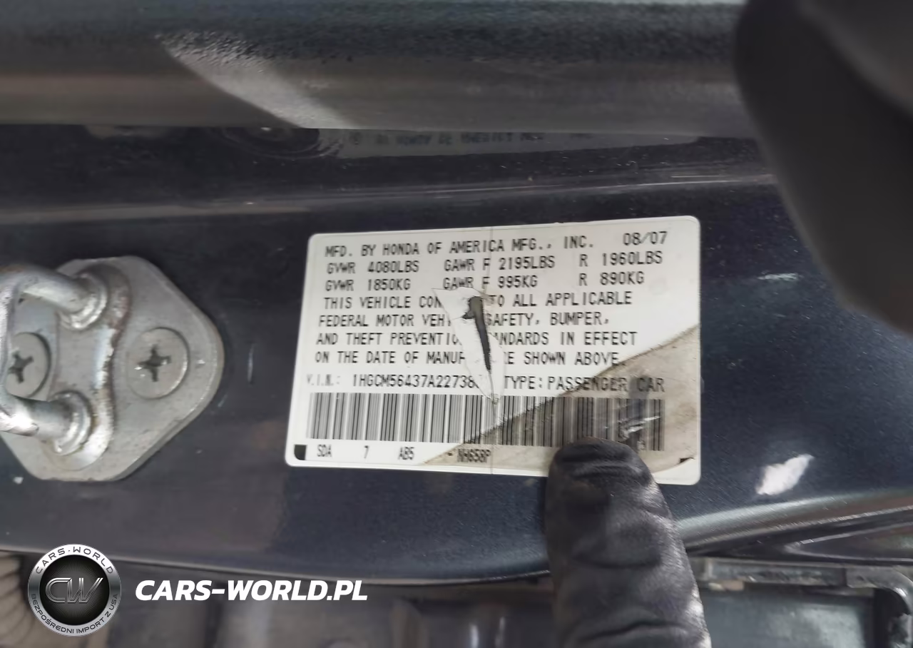 2007 Honda Accord 2.4 Lx VIN:1HGCM56437A227388 - 9