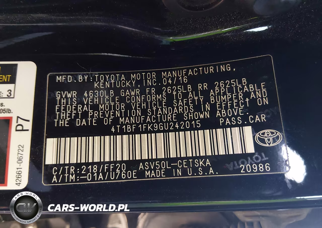 2016 Toyota Camry Se VIN:4T1BF1FK9GU242015 - 9