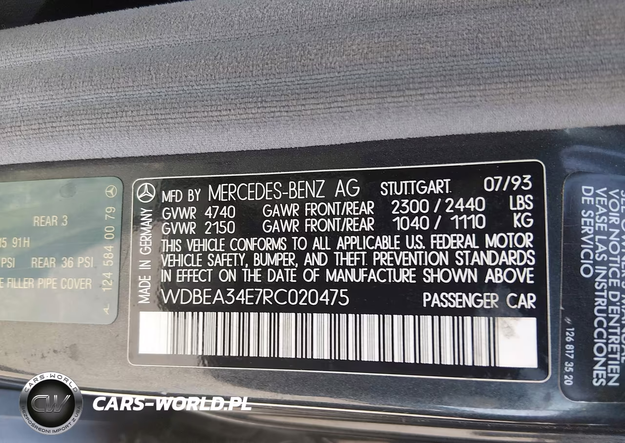 1994 Mercedes-Benz E 420 VIN:WDBEA34E7RC020475 - 9