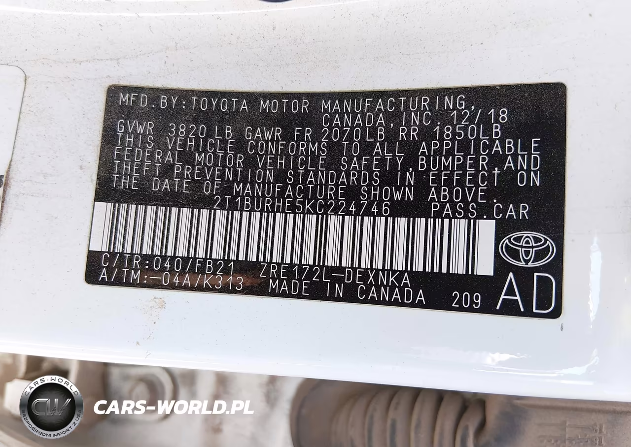 2019 Toyota Corolla Le VIN:2T1BURHE5KC224746 - 9