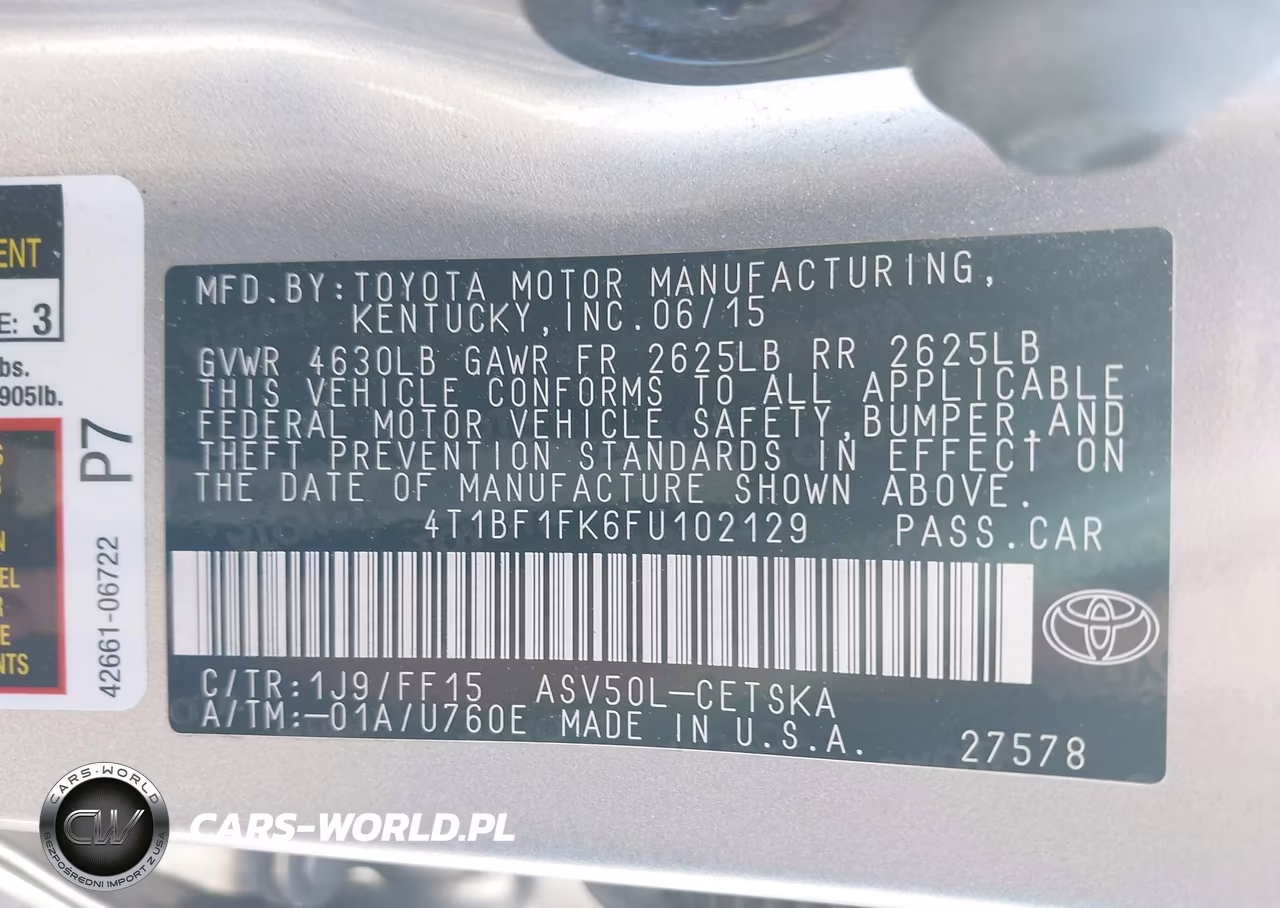 2015 Toyota Camry Se VIN:4T1BF1FK6FU102129 - 9