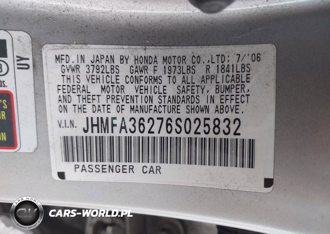 2006 Honda Civic Hybrid VIN:JHMFA36276S025832 - 9