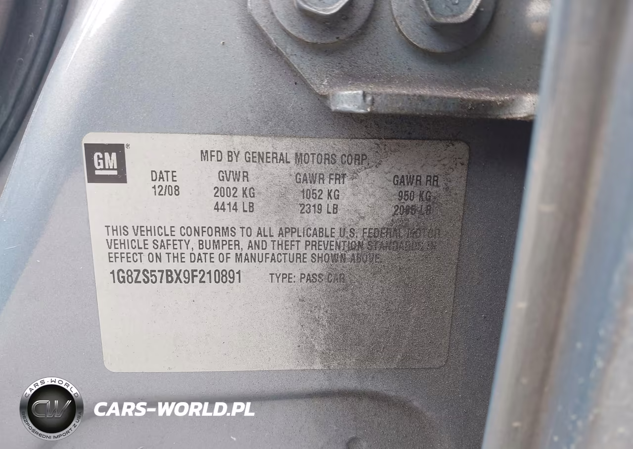 2009 Saturn Aura Xe VIN:1G8ZS57BX9F210891 - 9