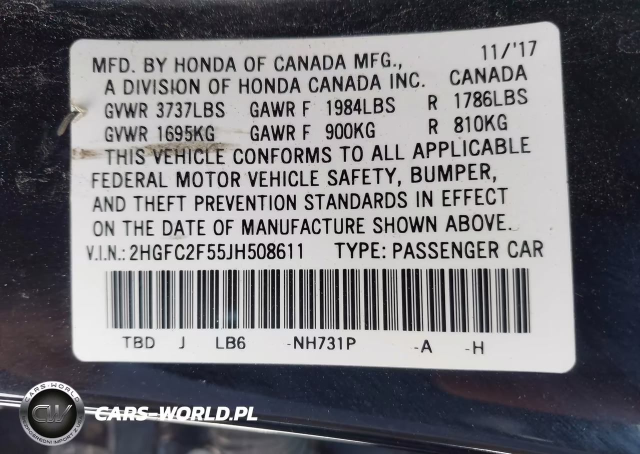 2018 Honda Civic Lx VIN:2HGFC2F55JH508611 - 9