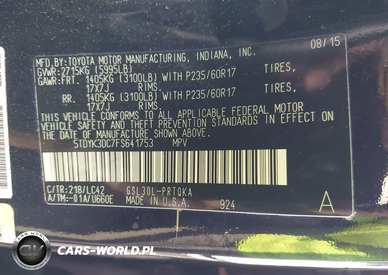 2015 Toyota Sienna Xle 8 Passenger VIN:5TDYK3DC7FS641753 - 9