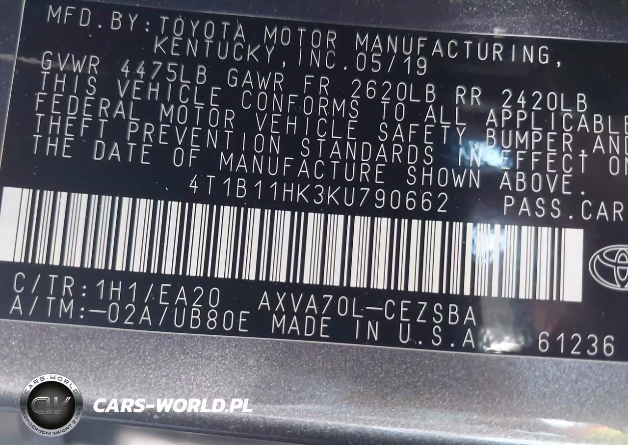 2019 Toyota Camry Se VIN:4T1B11HK3KU790662 - 9