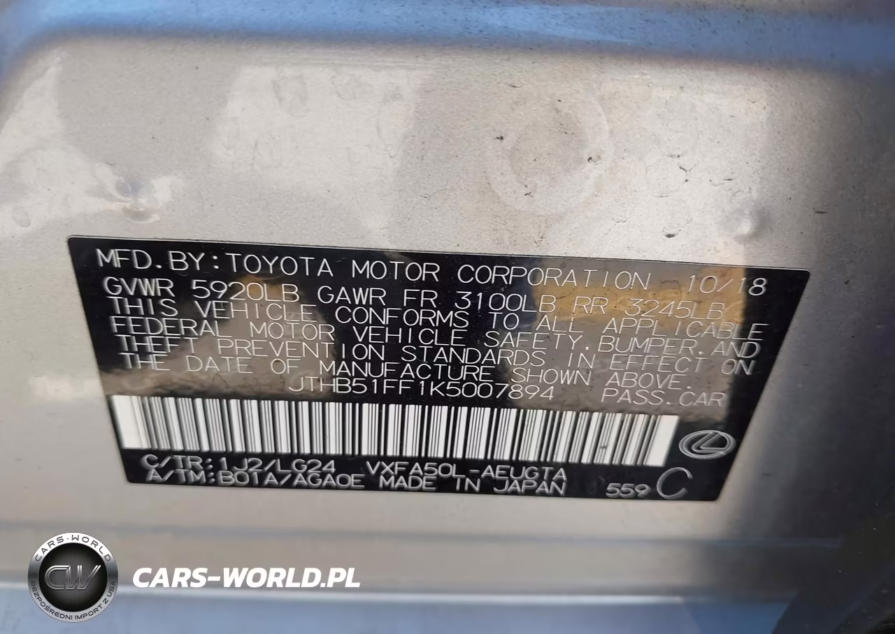 2019 Lexus Ls 500 VIN:JTHB51FF1K5007894 - 9
