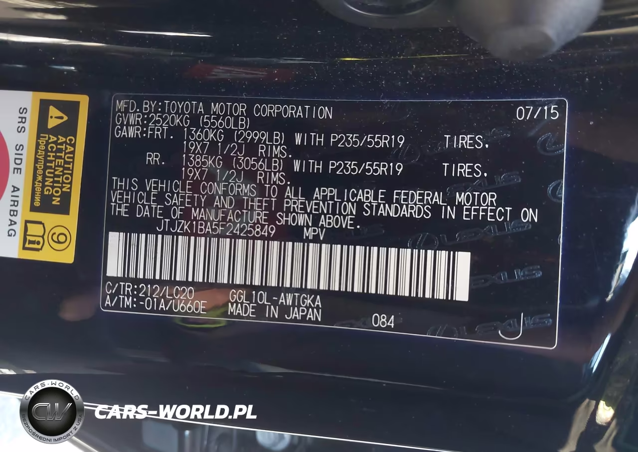 2015 Lexus Rx 350 VIN:JTJZK1BA5F2425849 - 9