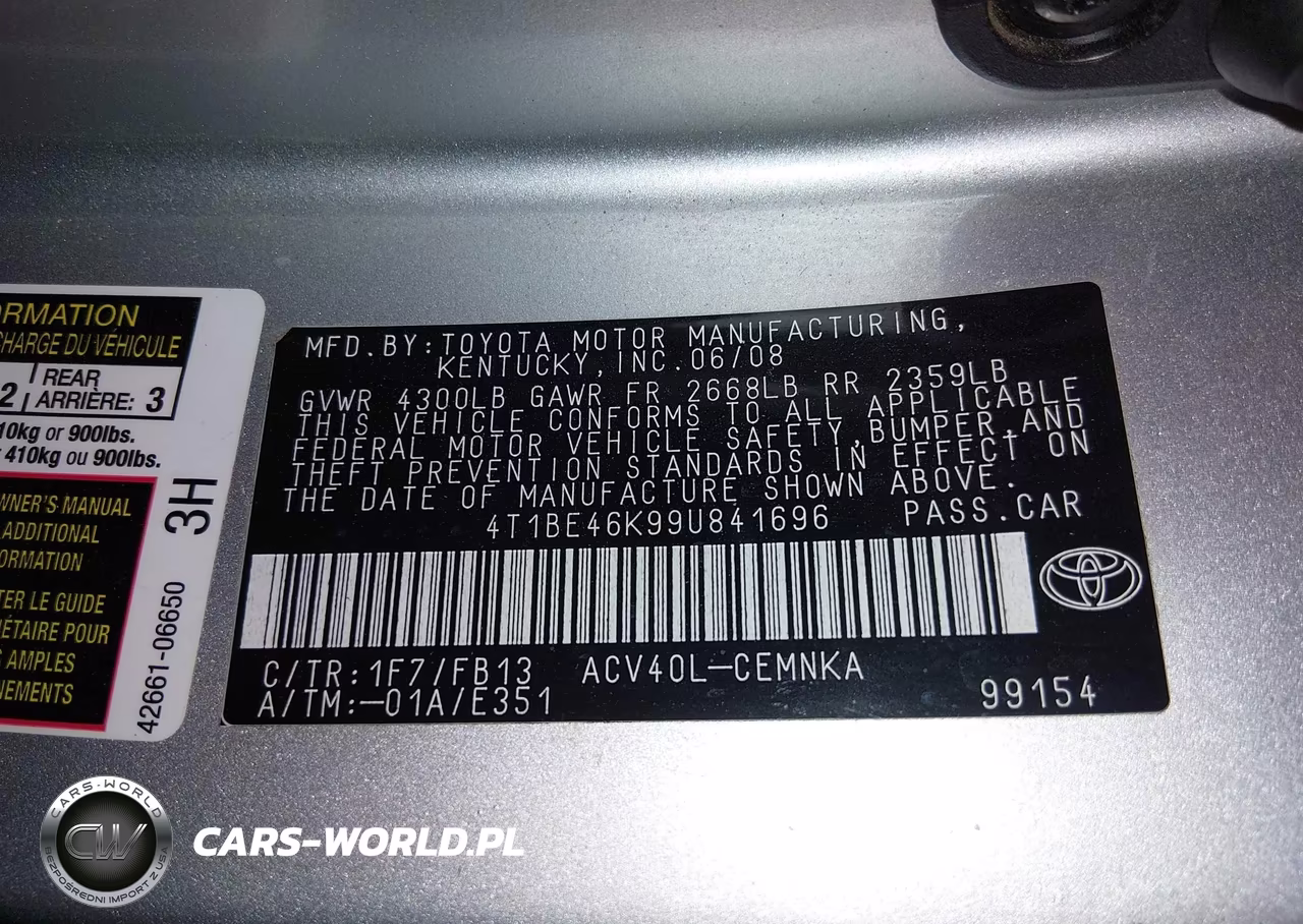 2009 Toyota Camry VIN:4T1BE46K99U841696 - 9