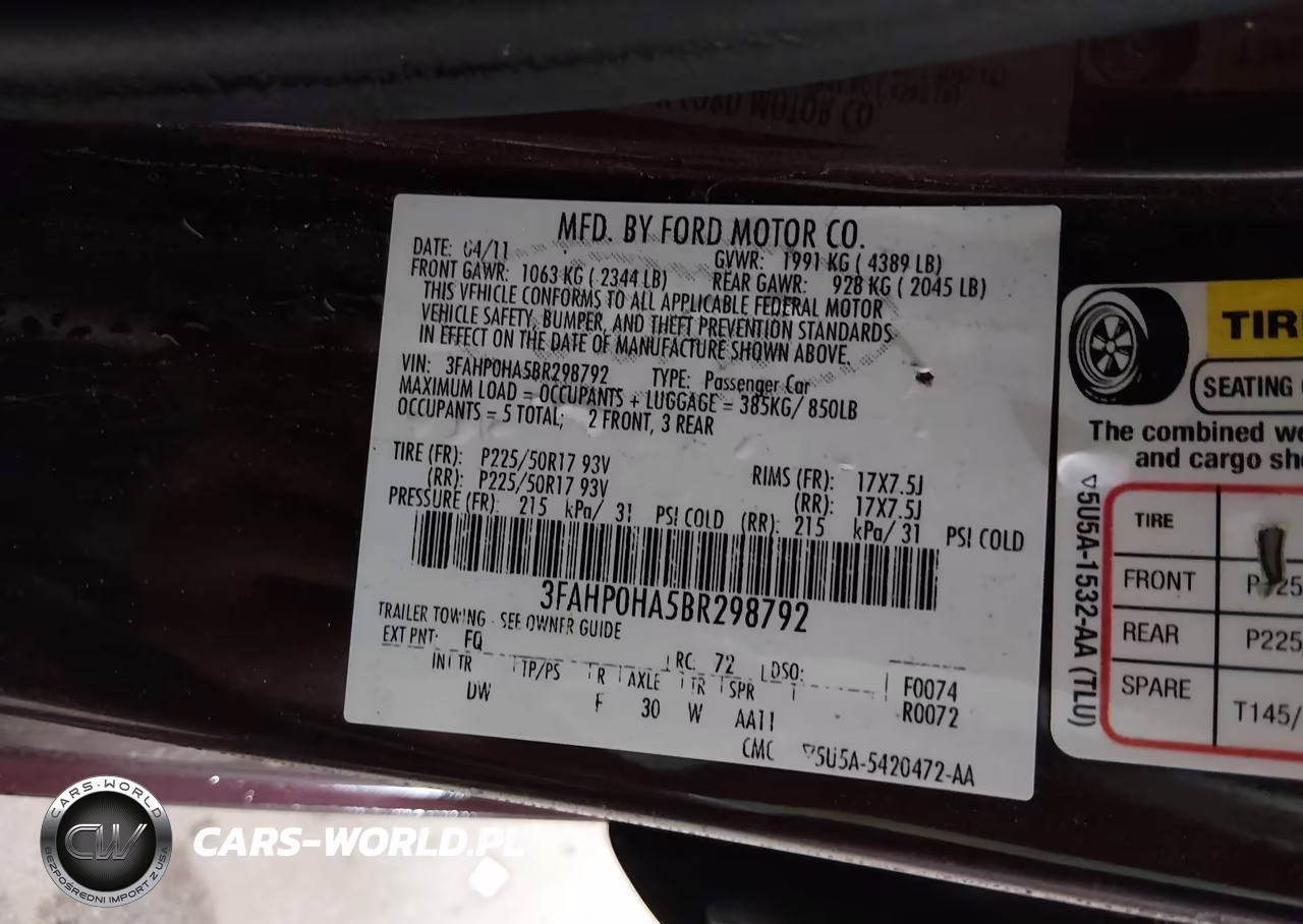 2011 Ford Fusion Se VIN:3FAHP0HA5BR298792 - 9