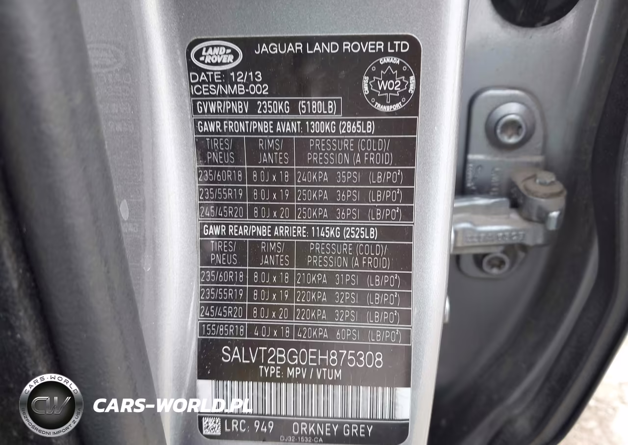2014 Land Rover Range Rover Evoque Dynamic VIN:SALVT2BG0EH875308 - 9