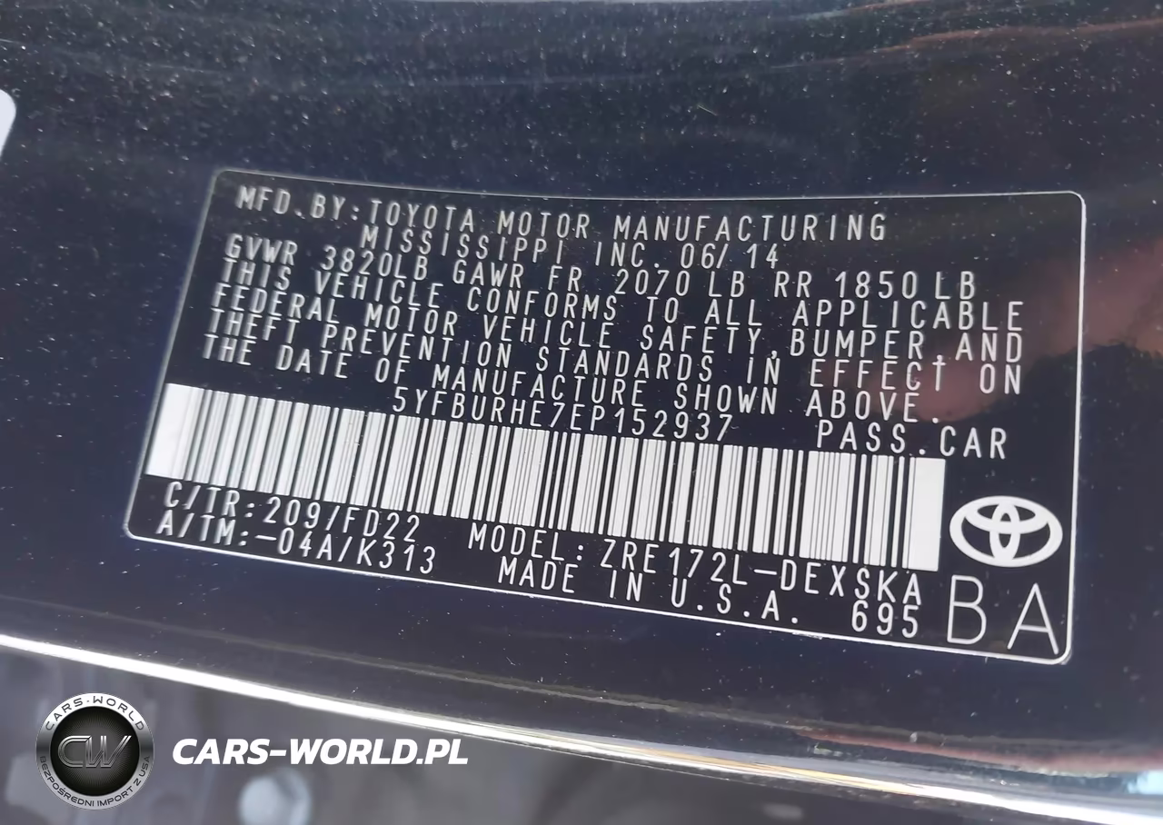 2014 Toyota Corolla S Plus VIN:5YFBURHE7EP152937 - 9