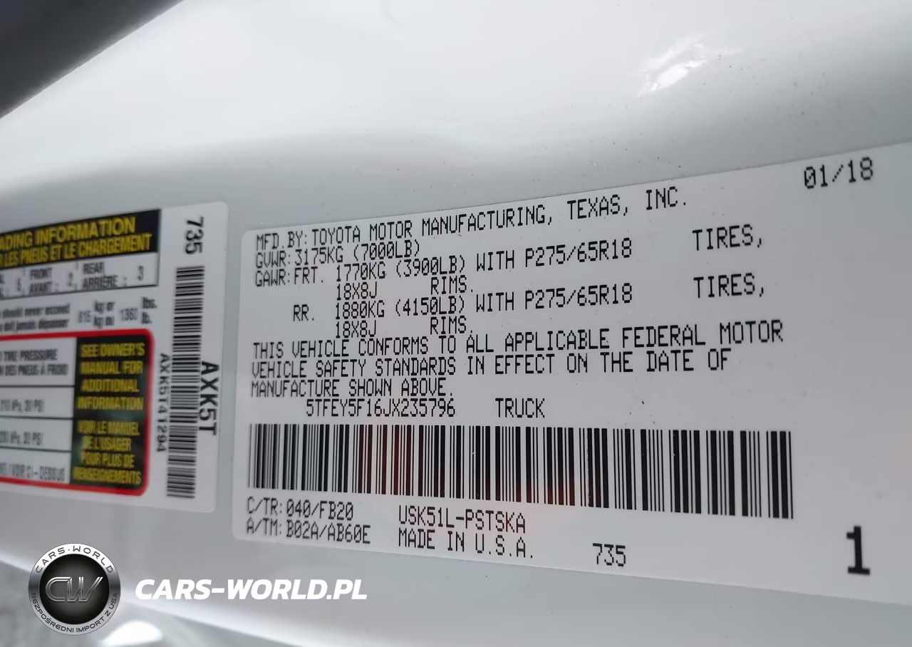 2018 Toyota Tundra Sr5 5.7L V8 VIN:5TFEY5F16JX235796 - 9