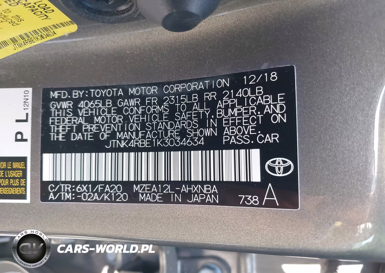 2019 Toyota Corolla Se VIN:JTNK4RBE1K3034634 - 9
