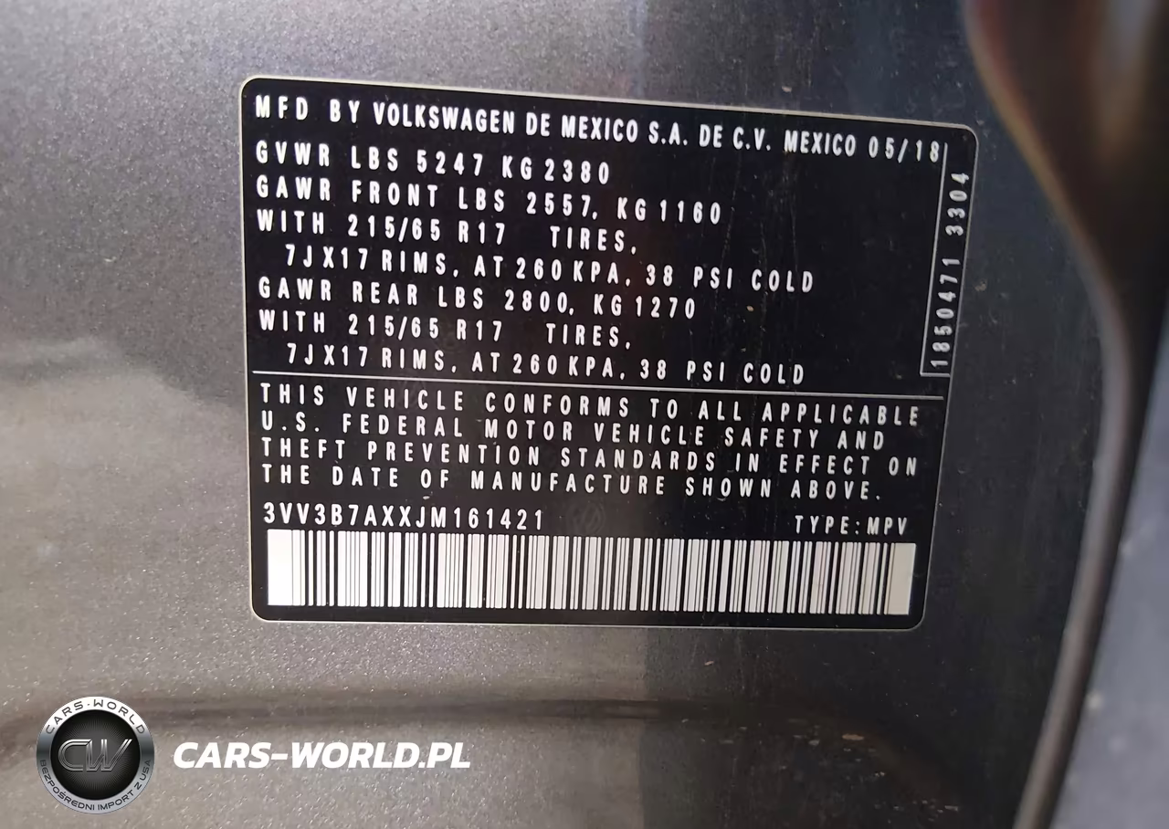2018 Volkswagen Tiguan 2.0T Se-2.0T Sel VIN:3VV3B7AXXJM161421 - 9