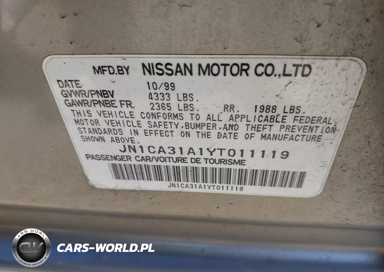 2000 Nissan Maxima Gle-Gxe-Se VIN:JN1CA31A1YT011119 - 9