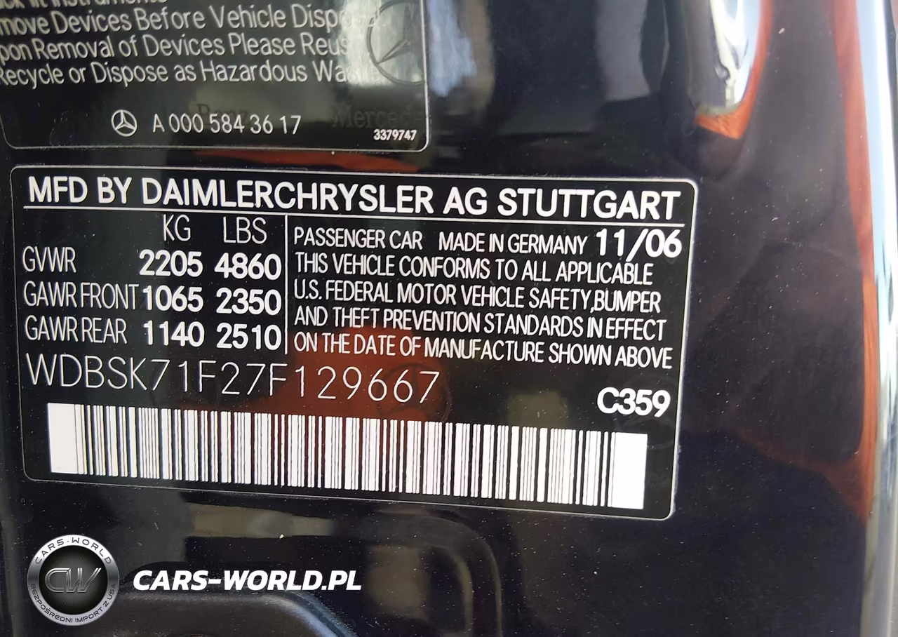 2007 Mercedes-Benz Sl 550 VIN:WDBSK71F27F129667 - 9