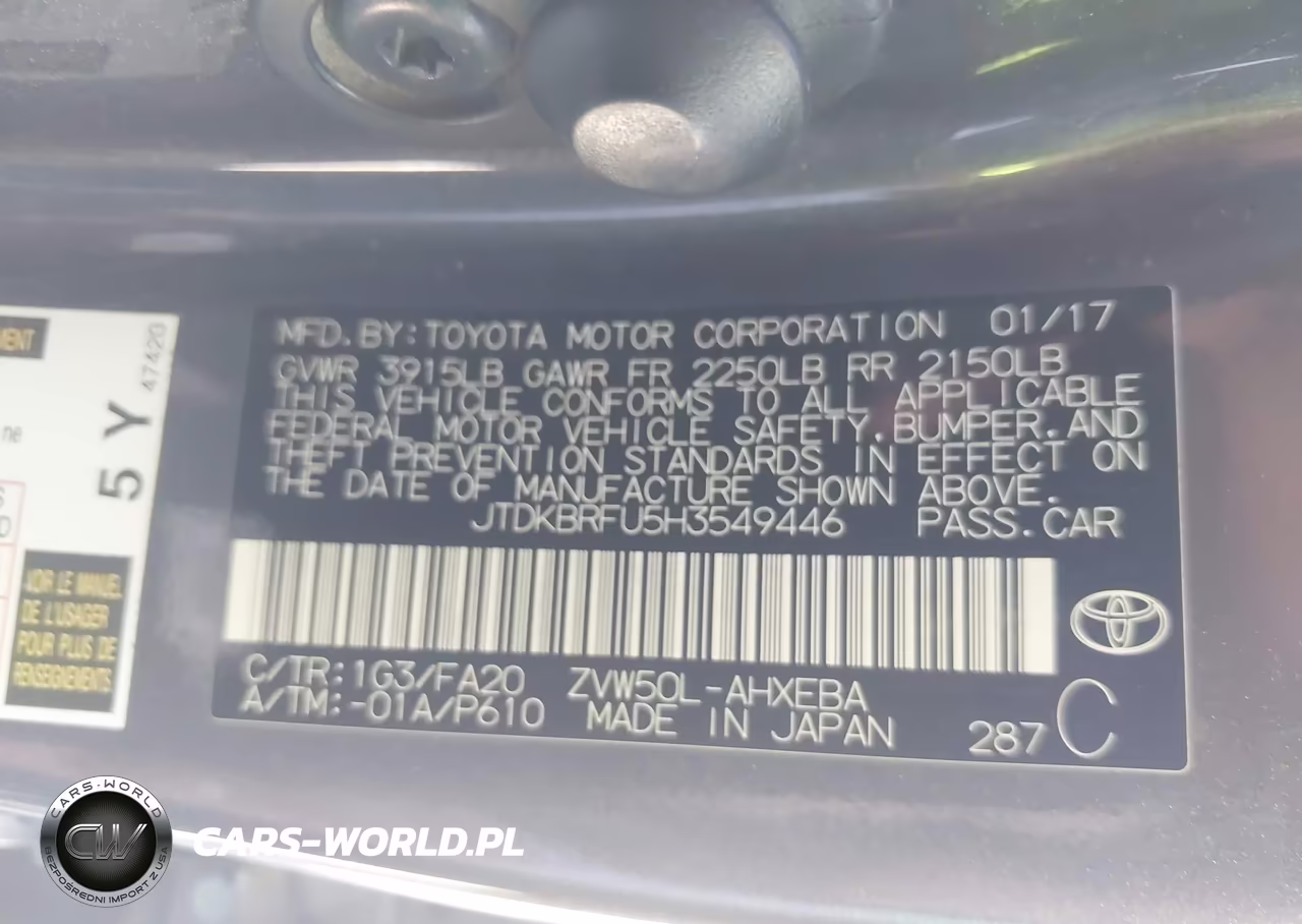 2017 Toyota Prius Two VIN:JTDKBRFU5H3549446 - 9