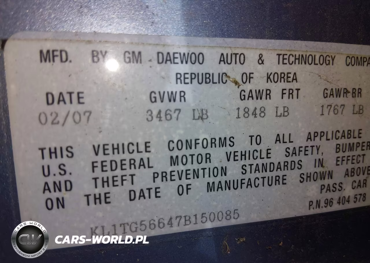 2007 Chevrolet Aveo Lt VIN:KL1TG56647B150085 - 9