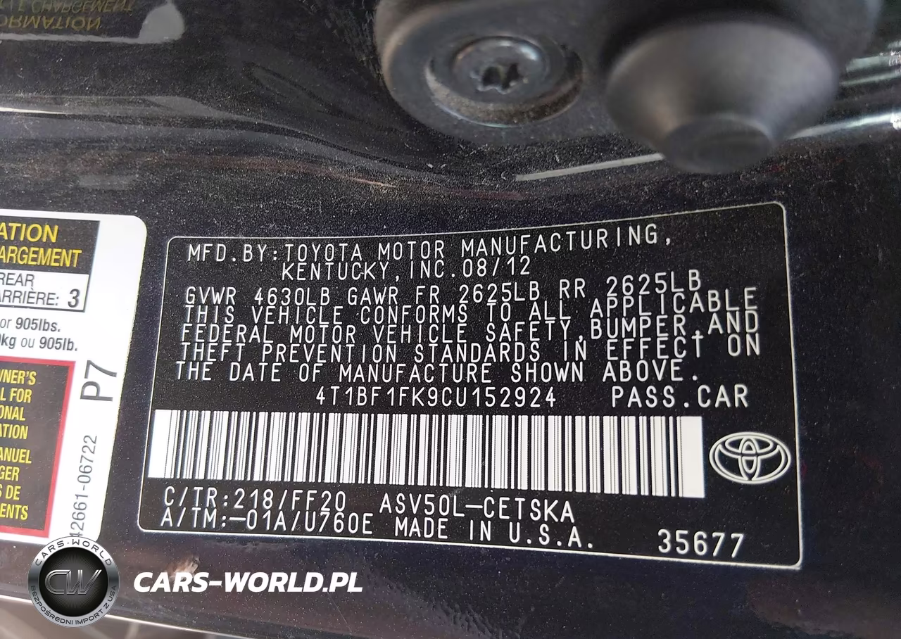2012 Toyota Camry Se VIN:4T1BF1FK9CU152924 - 9