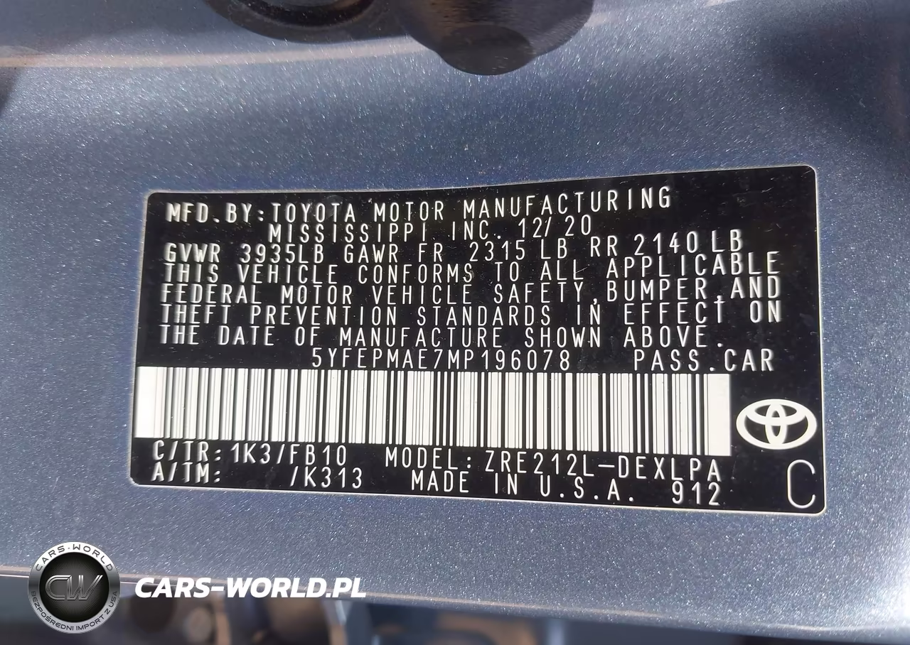 2021 Toyota Corolla Le VIN:5YFEPMAE7MP196078 - 9