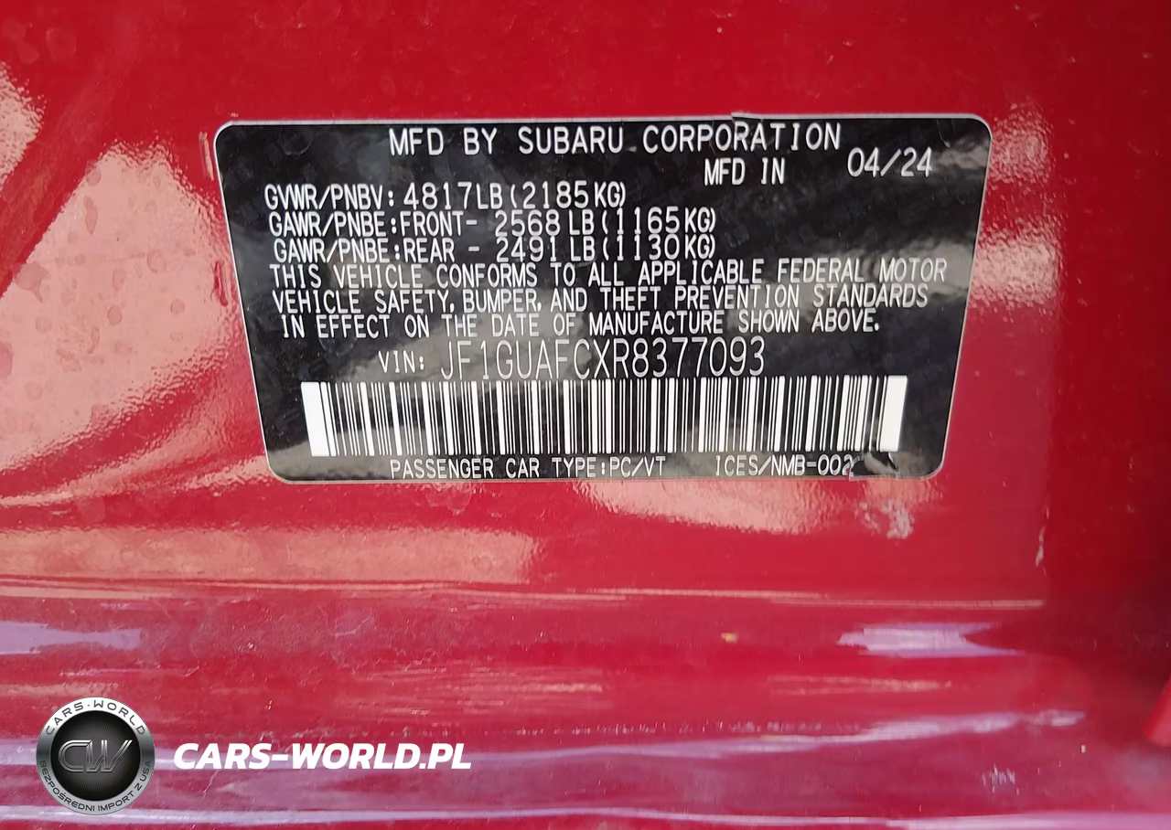 2024 Subaru Impreza Sport 5-Door VIN:JF1GUAFCXR8377093 - 9
