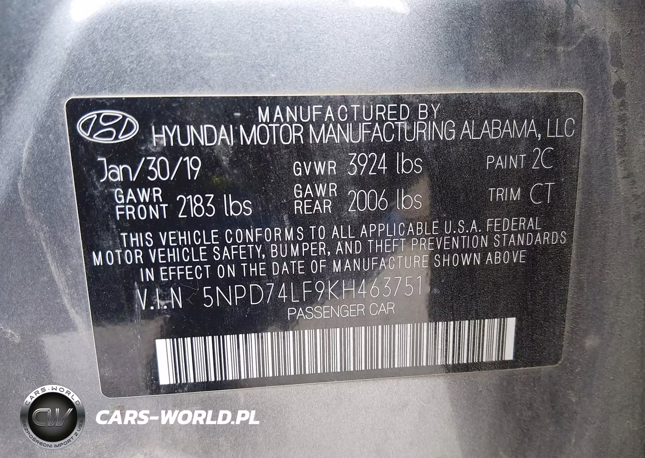 2019 Hyundai Elantra Se VIN:5NPD74LF9KH463751 - 9