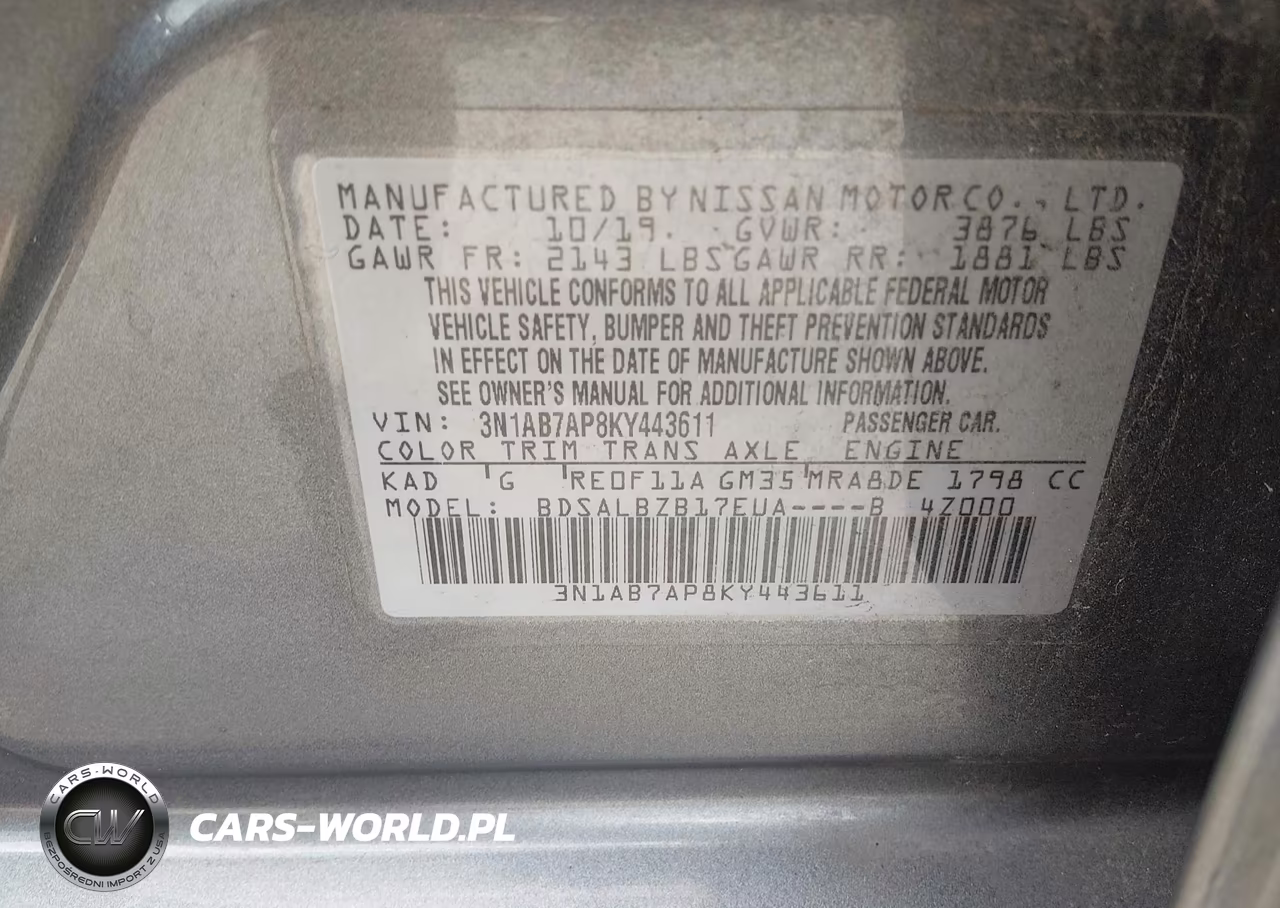 2019 Nissan Sentra S VIN:3N1AB7AP8KY443611 - 9