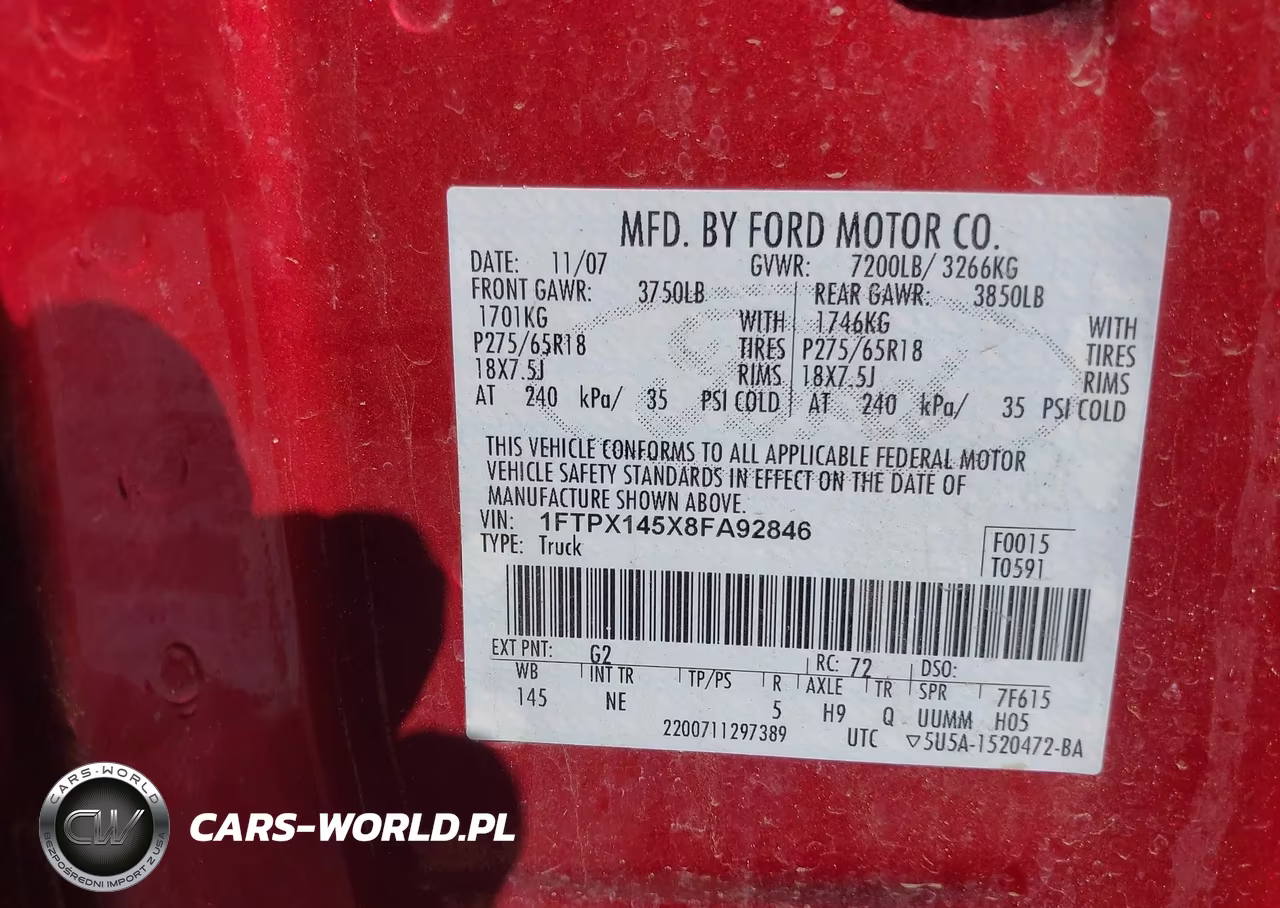 2008 Ford F-150 Fx4-Lariat-Xl-Xlt VIN:1FTPX145X8FA92846 - 9