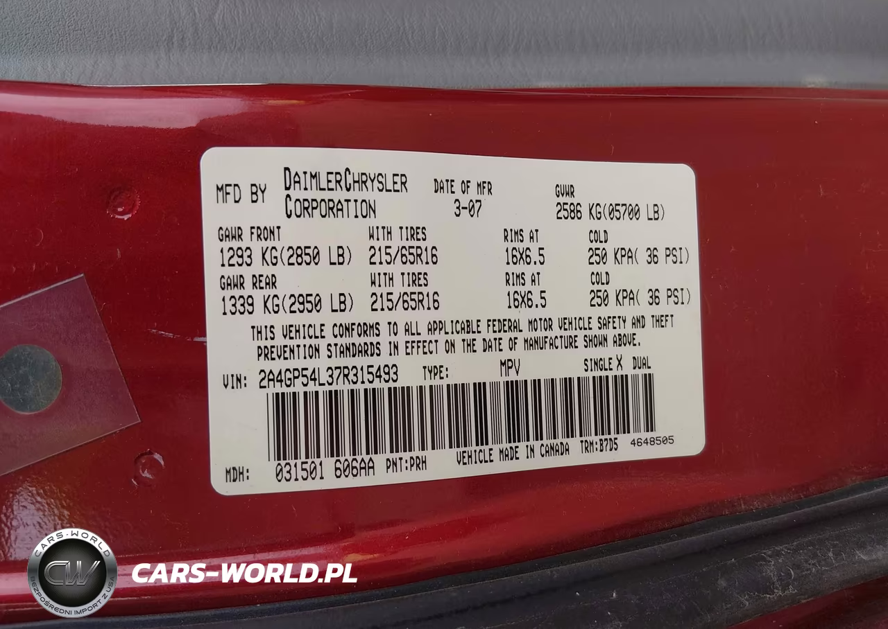 2007 Chrysler Town & Country Touring VIN:2A4GP54L37R315493 - 9