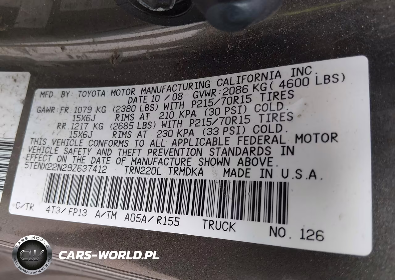 2009 Toyota Tacoma VIN:5TENX22N29Z637412 - 9