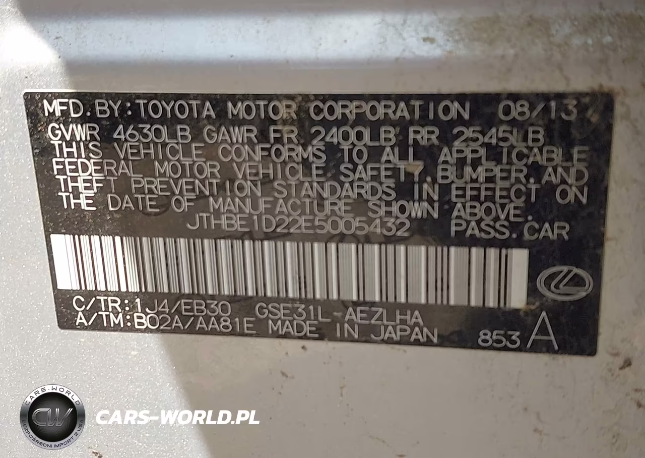 2014 Lexus Is 350 VIN:JTHBE1D22E5005432 - 9