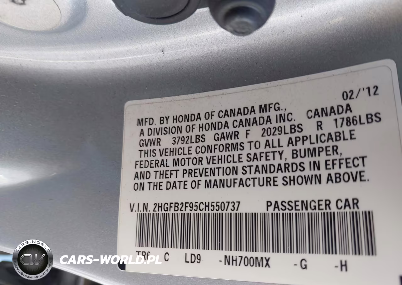 2012 Honda Civic Ex-L VIN:2HGFB2F95CH550737 - 9