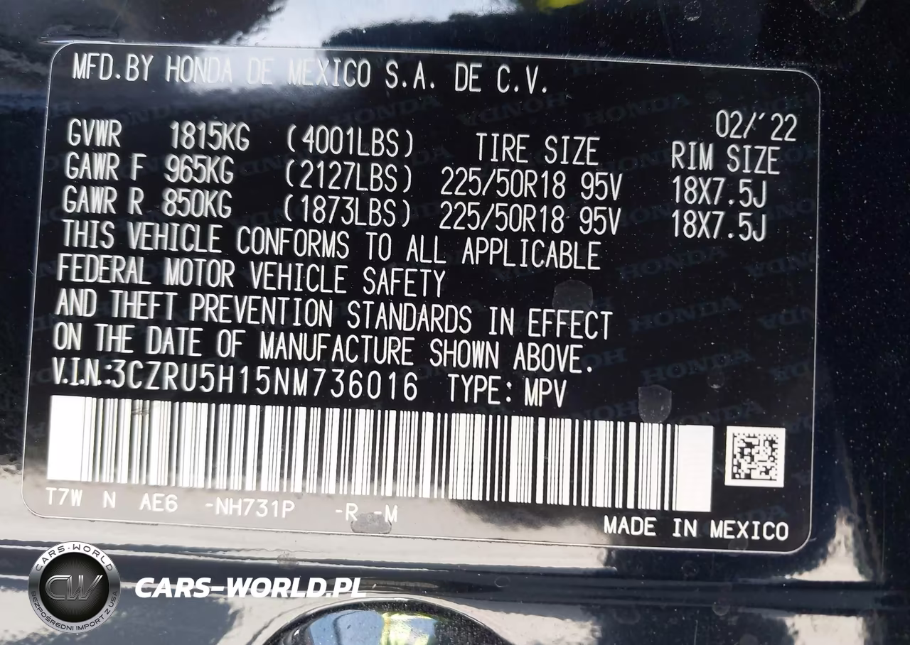 2022 Honda Hr-V 2Wd Sport VIN:3CZRU5H15NM736016 - 9