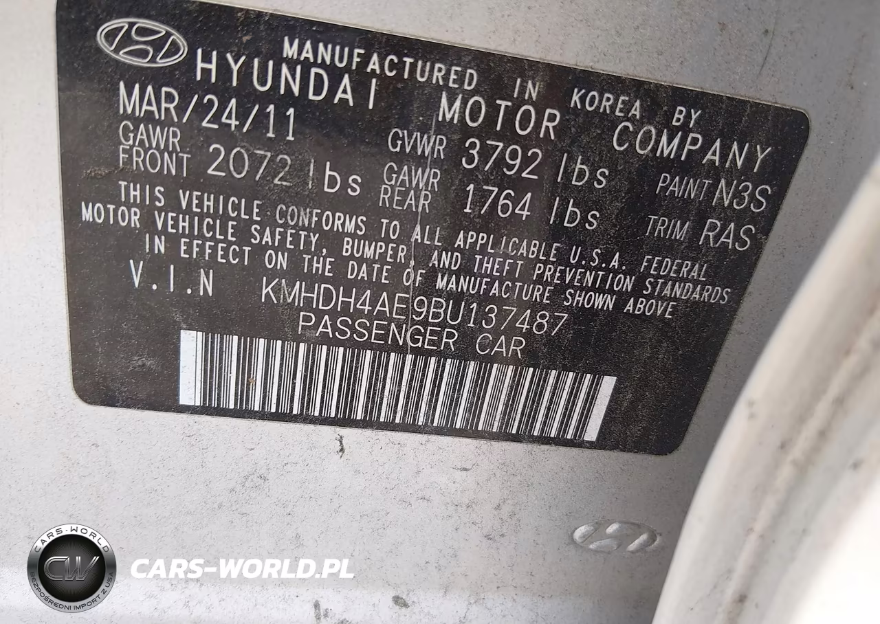 2011 Hyundai Elantra Gls (Ulsan Plant) VIN:KMHDH4AE9BU137487 - 9