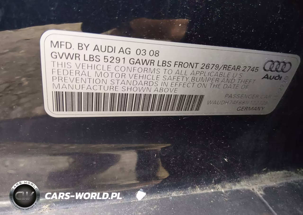 2008 Audi A6 3.2 VIN:WAUDH74F68N122729 - 9