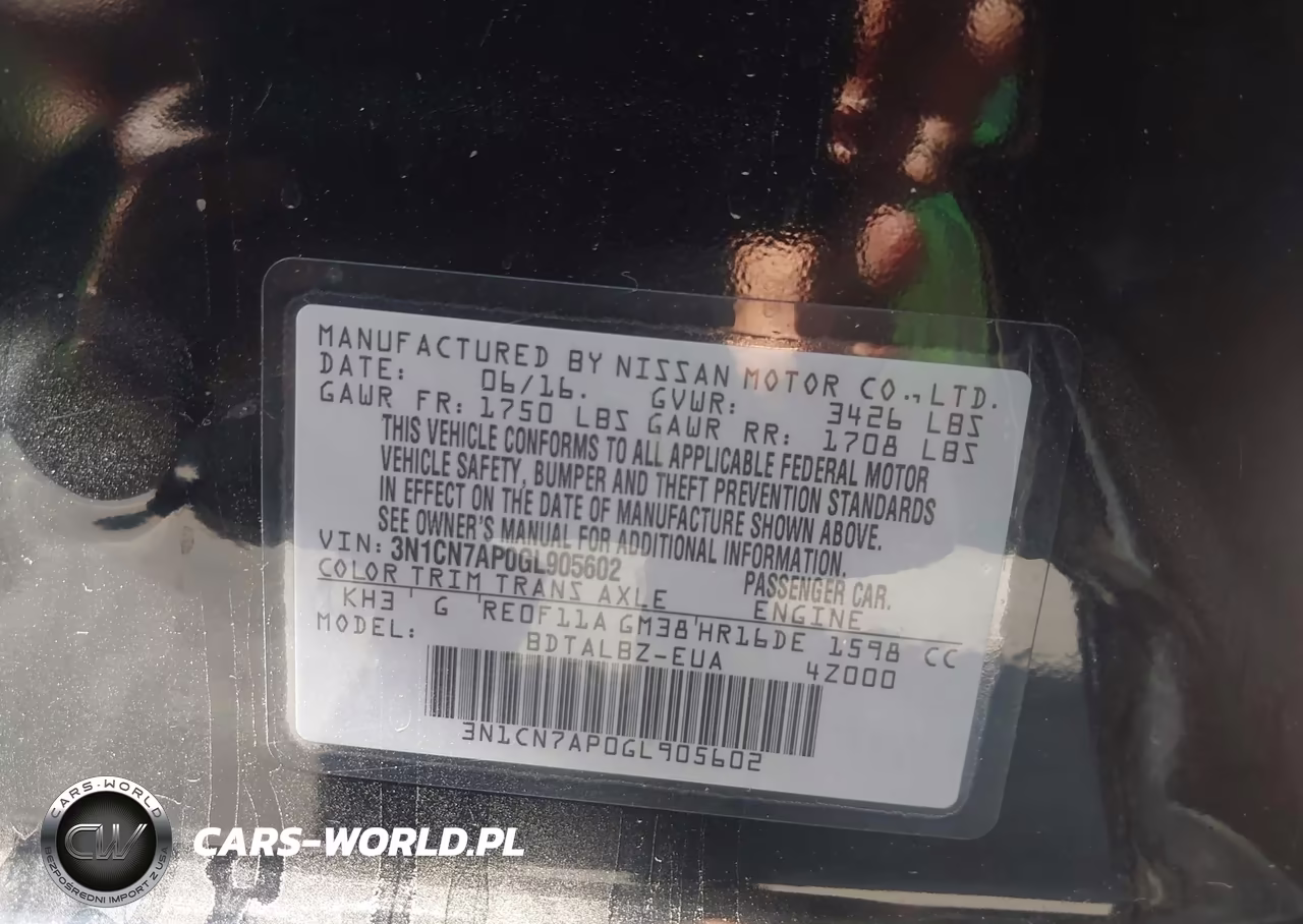 2016 Nissan Versa 1.6 S-1.6 S+-1.6 Sl-1.6 Sv VIN:3N1CN7AP0GL905602 - 9