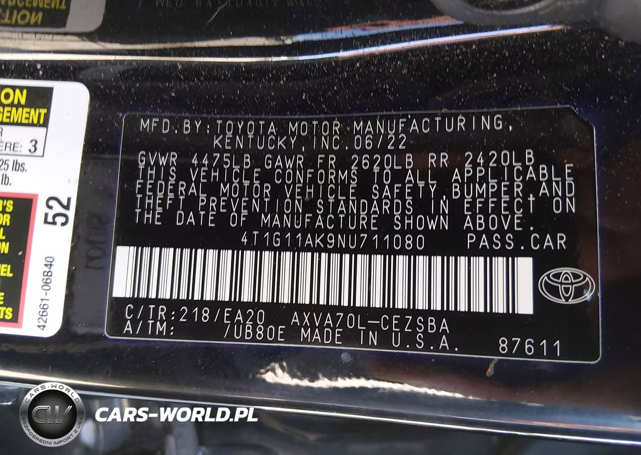 2022 Toyota Camry Se VIN:4T1G11AK9NU711080 - 9