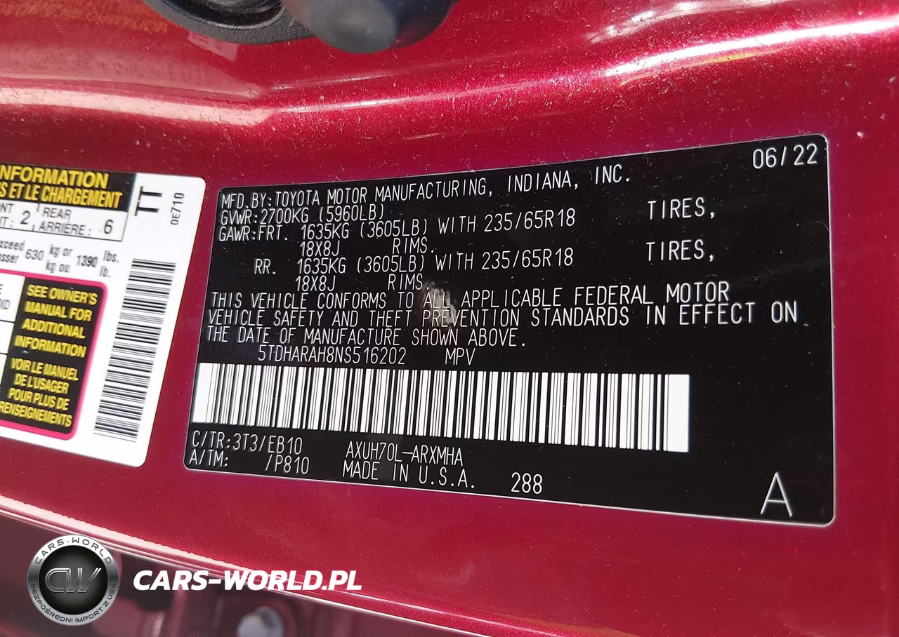 2022 Toyota Highlander Hybrid Xle VIN:5TDHARAH8NS516202 - 9