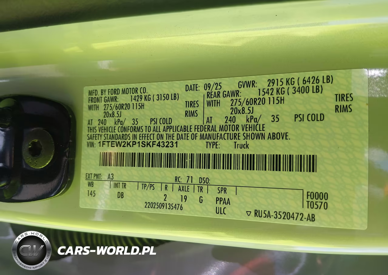 2025 Ford F-150 Stx VIN:1FTEW2KP1SKF43231 - 9