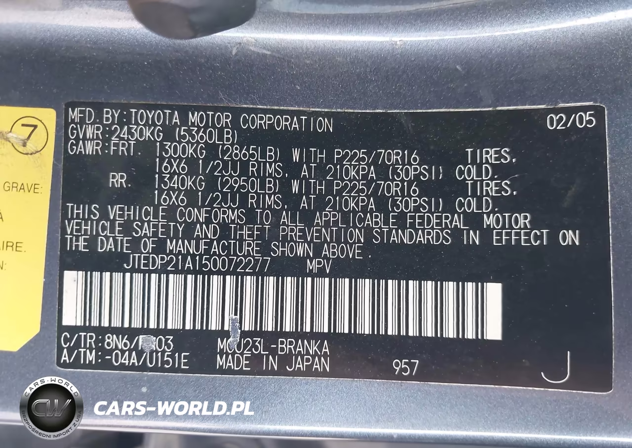 2005 Toyota Highlander V6 VIN:JTEDP21A150072277 - 9