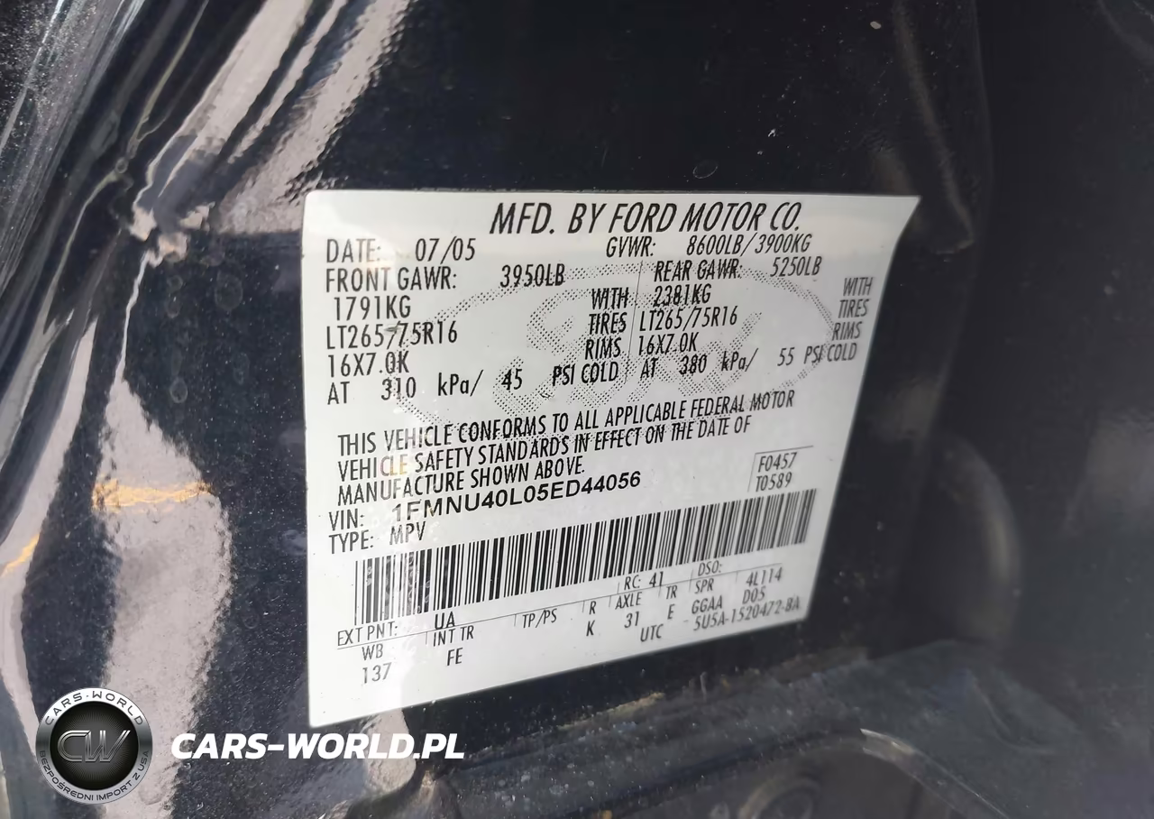 2005 Ford Excursion Xls-Xlt VIN:1FMNU40L05ED44056 - 9