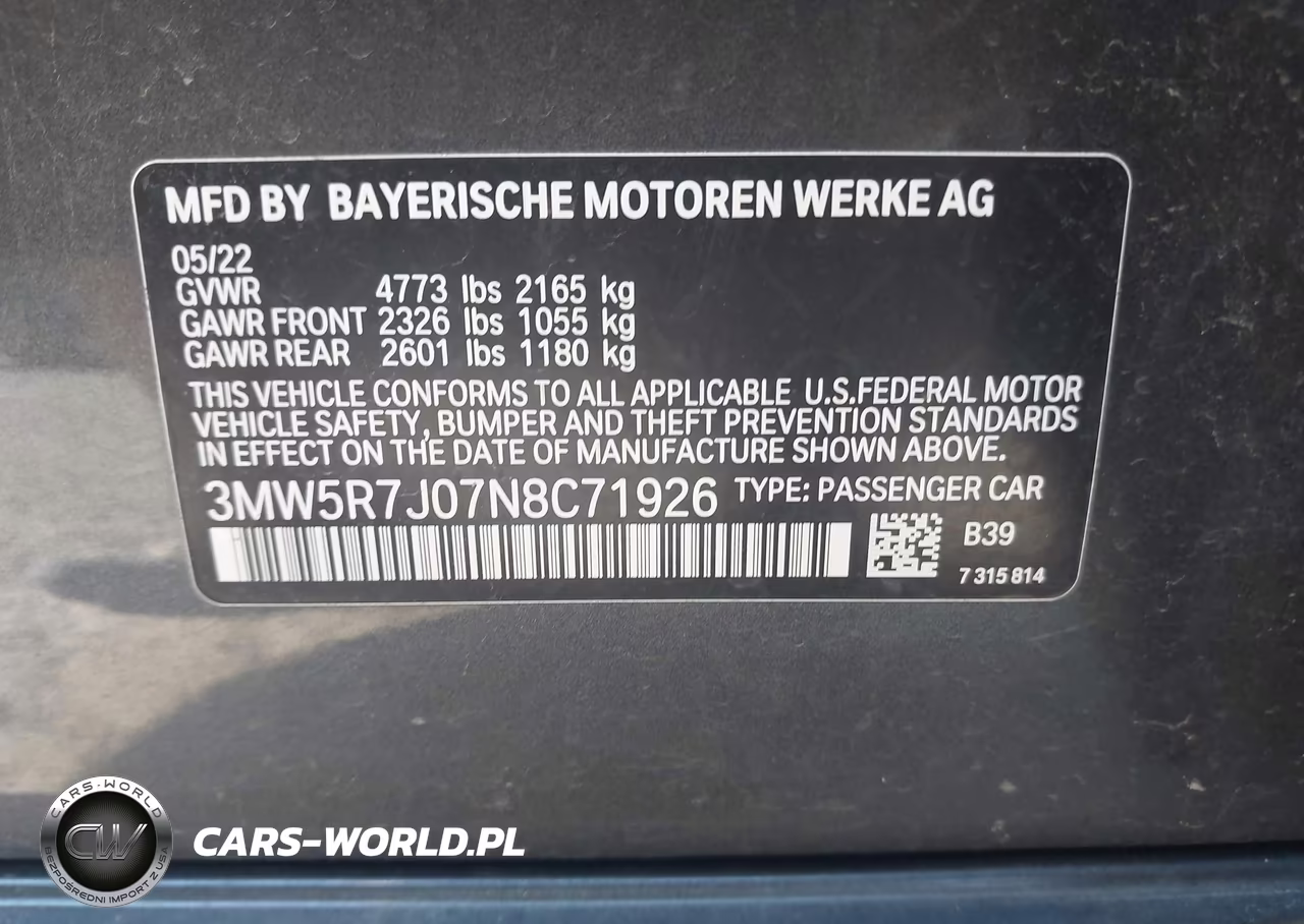 2022 BMW 330I xDrive VIN:3MW5R7J07N8C71926 - 9