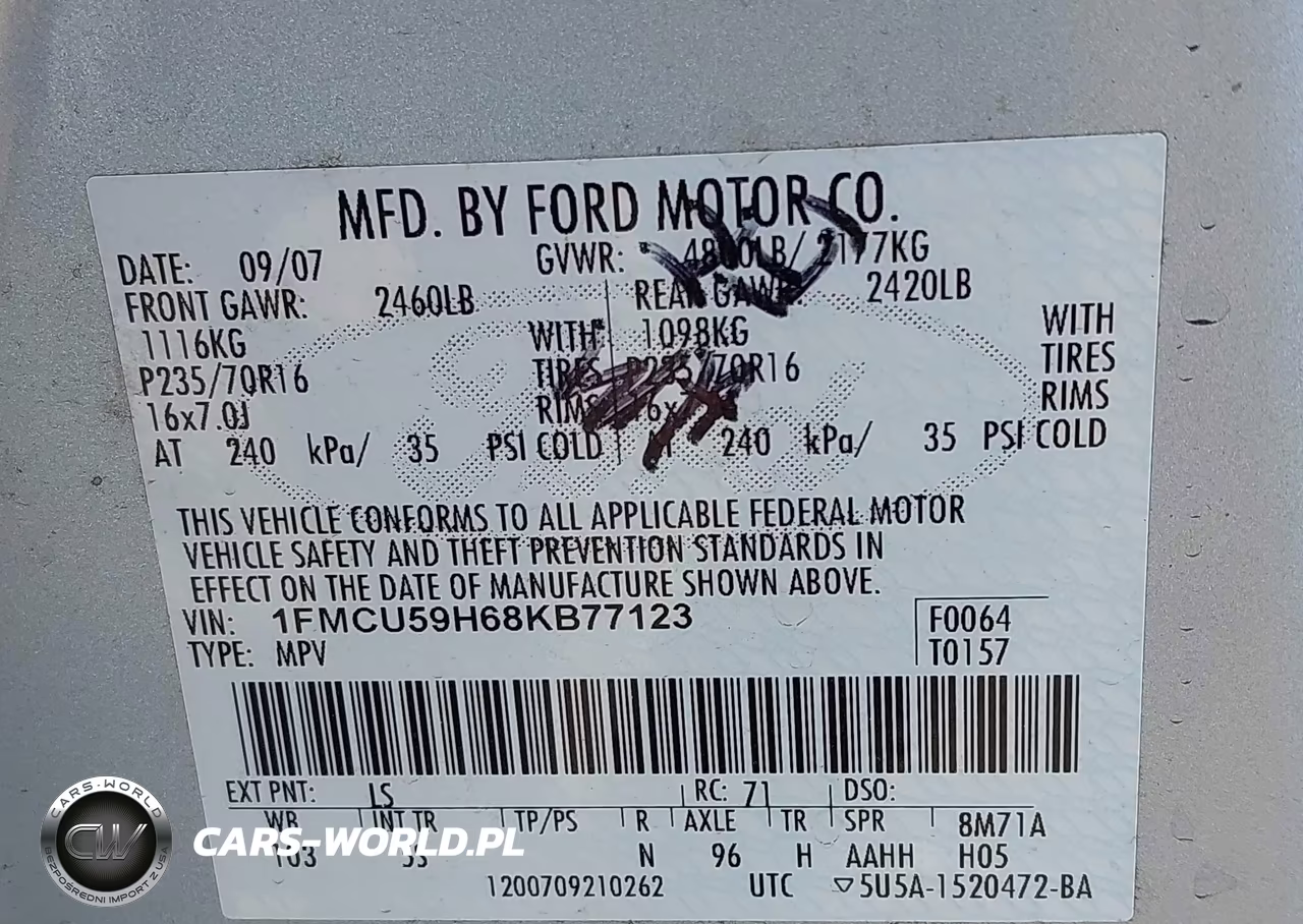 2008 Ford Escape Hybrid VIN:1FMCU59H68KB77123 - 9