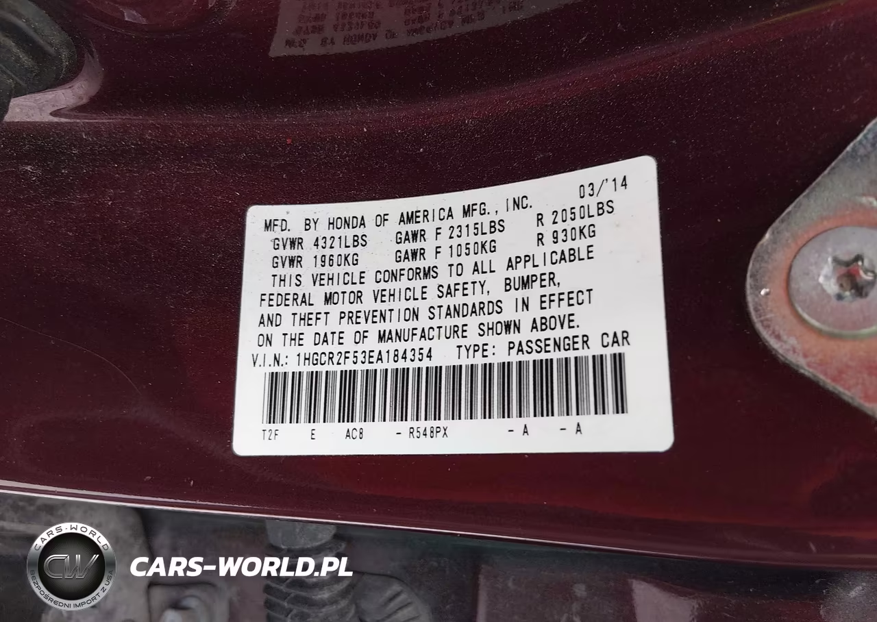 2014 Honda Accord Sport VIN:1HGCR2F53EA184354 - 9