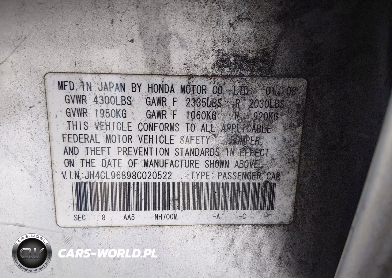 2008 Acura Tsx VIN:JH4CL96898C020522 - 9