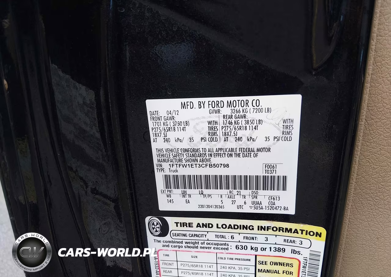 2012 Ford F-150 Lariat VIN:1FTFW1ET3CFB50798 - 9