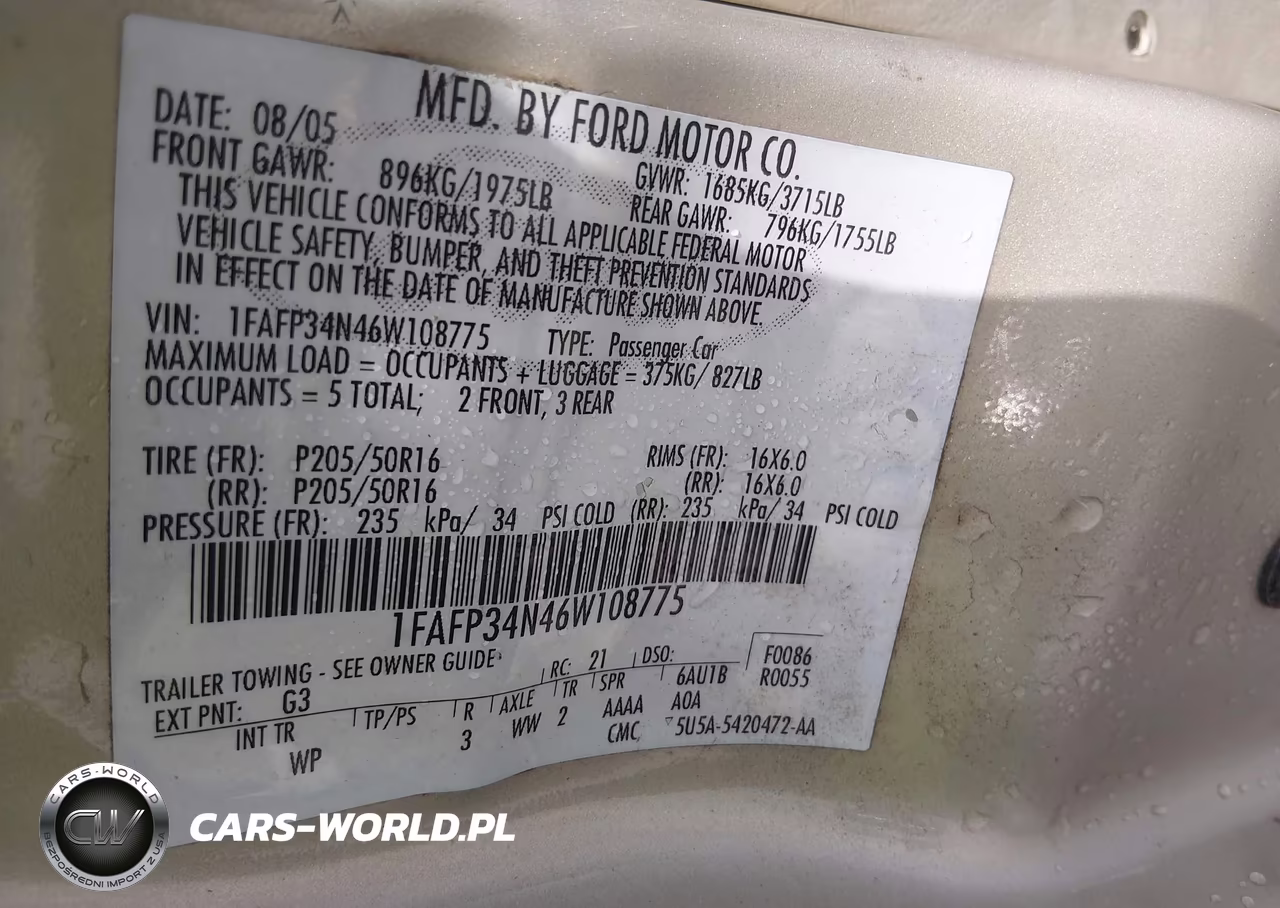 2006 Ford Focus Zx4 VIN:1FAFP34N46W108775 - 9