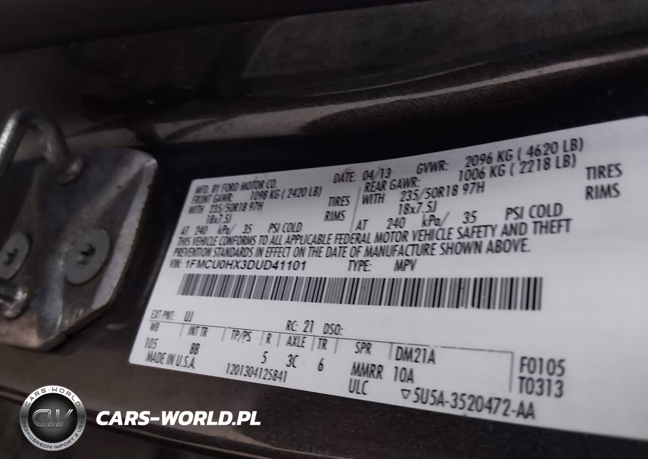 2013 Ford Escape Sel VIN:1FMCU0HX3DUD41101 - 9