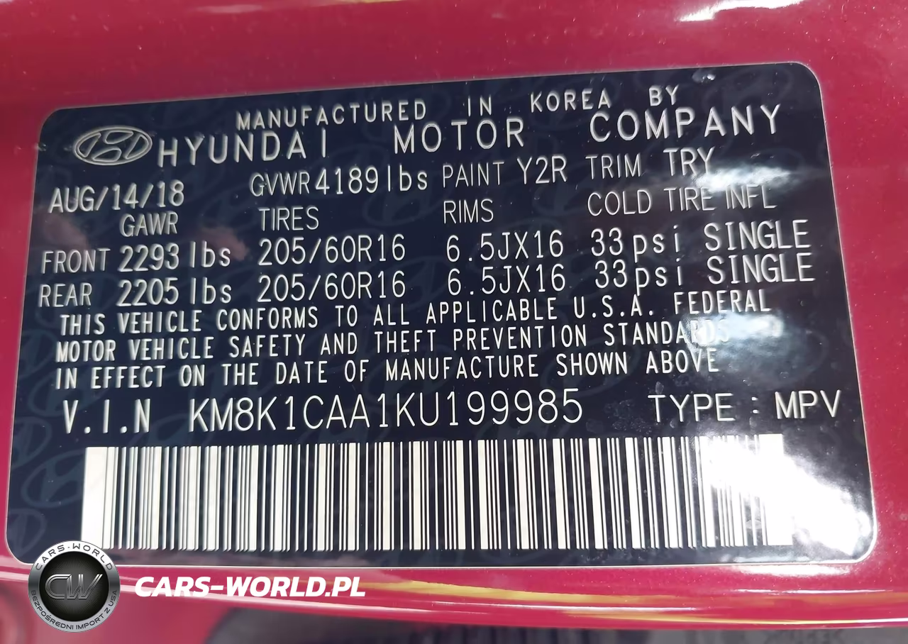 2019 Hyundai Kona Se VIN:KM8K1CAA1KU199985 - 9